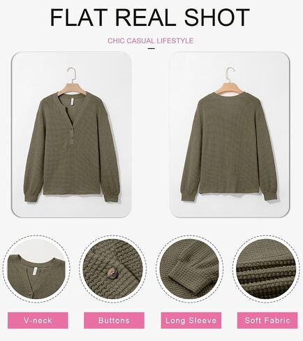 Dokotoo Womens Waffle Tops 2025 Dary Disual Button Tirts Long Long in Saudi Arabia