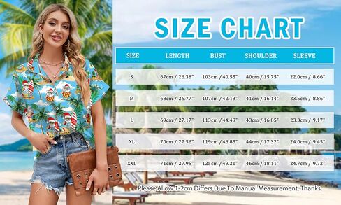 PECHAR Christmas in July Shirts for Women: Christmas Graphic T-Shirts Beach Hawaiian Button Down Blouse Tops in Saudi Arabia