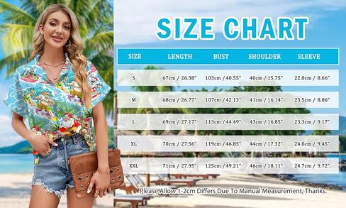 PECHAR Christmas in July Shirts for Women: Christmas Graphic T-Shirts Beach Hawaiian Button Down Blouse Tops in Saudi Arabia