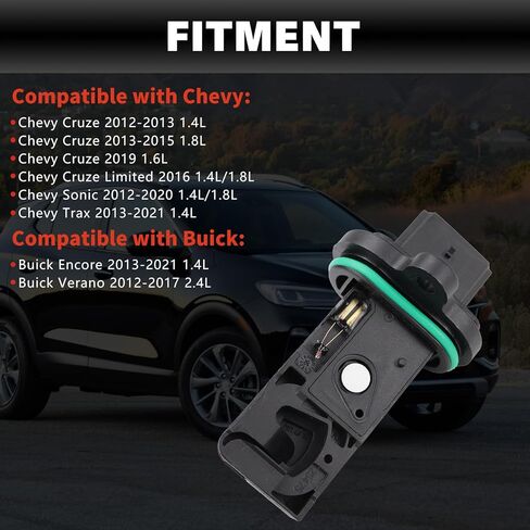 USTAR Mass Air Flow Sensor Meter Compatible with Chevy Cruze Sonic Trax Buick Encore Verano Replaces# 12671624 13432262 0280218419 in Kuwait
