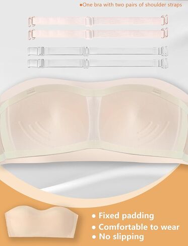 SEAUR Girl Bandeau Bra Seamless Wireless Bras Strapless Tube Bra with Detachable Adjustable Straps 8-16 Years in Saudi Arabia