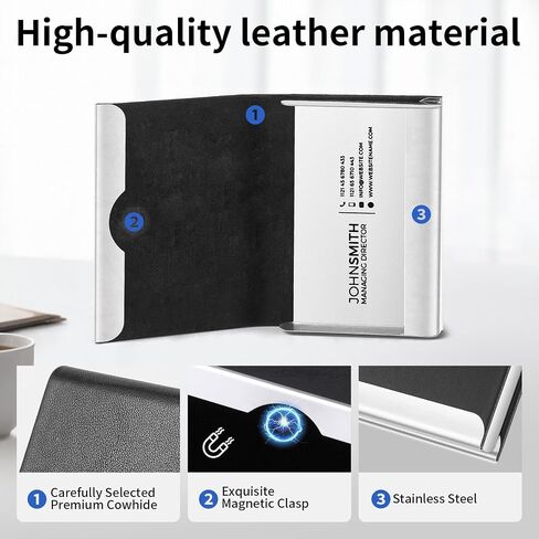 Onedor Personalized Business Card Holder, Leather Card Holder, business Card Case, Magnetic Closure, Gift For Men, New Job Gift (Black) in Saudi Arabia