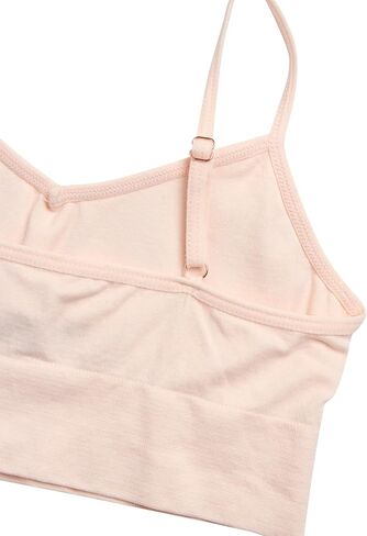 Nicole Miller Girls' Training Bra - 3 Pack/6 Pack Seamless Long Line Cami Bralette - Breathable Sports Bra for Girls (S-XL), Size Large, Light Pink/Ice White/Black- 3pk in Kuwait