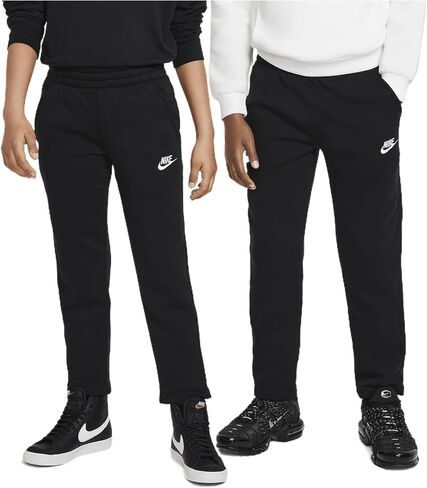 Nike Sportswear Club Fleece Big Kids Open Pants (FD3010-010 ، Black/White) in Saudi Arabia