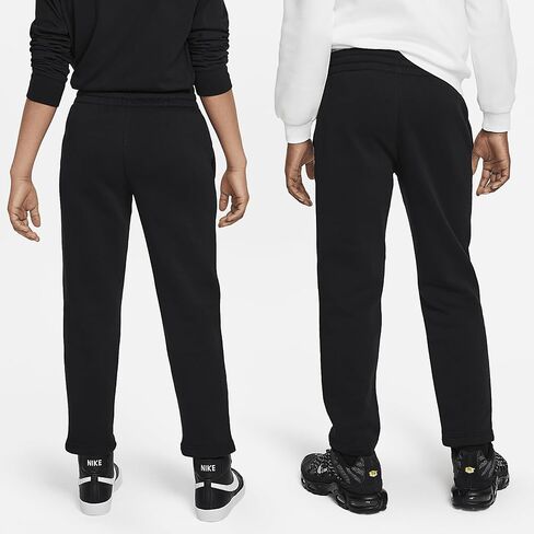 Nike Sportswear Club Fleece Big Kids Open Pants (FD3010-010 ، Black/White) in Saudi Arabia