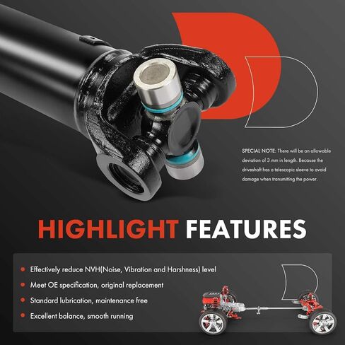 A-Premium Rear Complete Drive Shaft Prop Shaft Driveshaft Assembly Compatible with Jeep Grand Cherokee 2005-2009, Liberty 2008-2012, Commander 2006-2010, Automatic Transmission, Replace# 52105760AF in Saudi Arabia