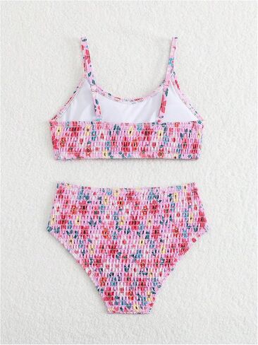 Soly Hux Girl's Floral Print Bikini Set Spaghetti Strap Sucked Sucked Sucked Suit Suite Swimsuit in Kuwait