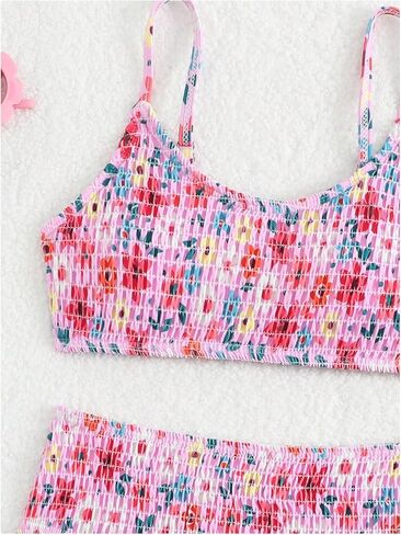 Soly Hux Girl's Floral Print Bikini Set Spaghetti Strap Sucked Sucked Sucked Suit Suite Swimsuit in Kuwait