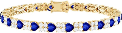 Certified Lab Grown Blue Sapphire Heart Tennis Bracelet, Aaaa Quality, Sapphire Moissanite Wedding Bracelet - Ready To Gift in Saudi Arabia