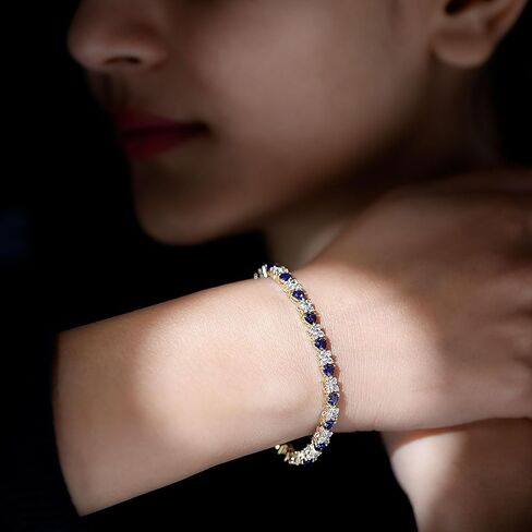 Certified Lab Grown Blue Sapphire Heart Tennis Bracelet, Aaaa Quality, Sapphire Moissanite Wedding Bracelet - Ready To Gift in Saudi Arabia