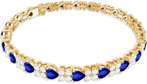 Certified Lab Grown Blue Sapphire Heart Tennis Bracelet, Aaaa Quality, Sapphire Moissanite Wedding Bracelet - Ready To Gift in Saudi Arabia