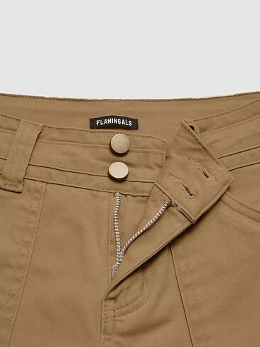 Flamingals Women's Mid Waist Solid Split Side Flap Pocket Casual Shorts in Kuwait