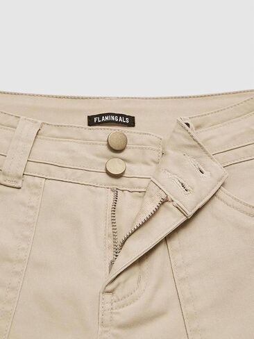 Flamingals Women's Mid Waist Solid Split Side Flap Pocket Casual Shorts in Kuwait