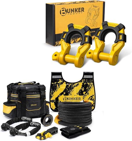 BUNKER INDUST Recovery Kit, 1"×30ft Kinetic Recovery Rope + 2 Soft Shackles + Recovery Ring+ Shackle Hitch Receiver + Winch Dampener+ Gloves+ Carry Bag + 3/4" D Ring Shackle with 7/8" Pin in Saudi Arabia