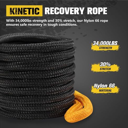 BUNKER INDUST Recovery Kit, 1"×30ft Kinetic Recovery Rope + 2 Soft Shackles + Recovery Ring+ Shackle Hitch Receiver + Winch Dampener+ Gloves+ Carry Bag + 3/4" D Ring Shackle with 7/8" Pin in Saudi Arabia