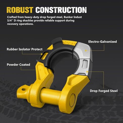 BUNKER INDUST Recovery Kit, 1"×30ft Kinetic Recovery Rope + 2 Soft Shackles + Recovery Ring+ Shackle Hitch Receiver + Winch Dampener+ Gloves+ Carry Bag + 3/4" D Ring Shackle with 7/8" Pin in Saudi Arabia