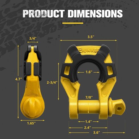 BUNKER INDUST Recovery Kit, 1"×30ft Kinetic Recovery Rope + 2 Soft Shackles + Recovery Ring+ Shackle Hitch Receiver + Winch Dampener+ Gloves+ Carry Bag + 3/4" D Ring Shackle with 7/8" Pin in Saudi Arabia
