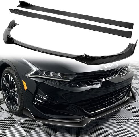 Q1-TECH, 9-Piece Front Bumper Lip & Side Skirt Extensions Diffuser Compatible with 2021-2024 Kia K5 GT-Line Models Only, Front Lip Spoiler Air Chin Splitter ABS (Painted Black) in Saudi Arabia