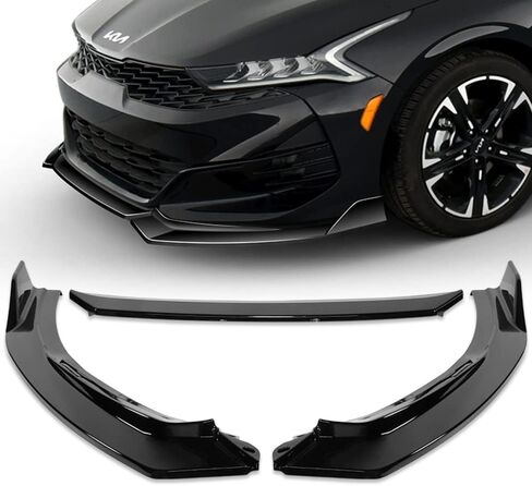 Q1-TECH, 9-Piece Front Bumper Lip & Side Skirt Extensions Diffuser Compatible with 2021-2024 Kia K5 GT-Line Models Only, Front Lip Spoiler Air Chin Splitter ABS (Painted Black) in Saudi Arabia