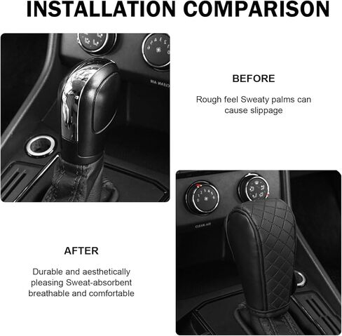 Leather Car Gear Shift Knob Cover, Anti-Slip Breathable Shifter Stick Protector, Universal for Most Cars SUVs Trucks (Red) in Kuwait