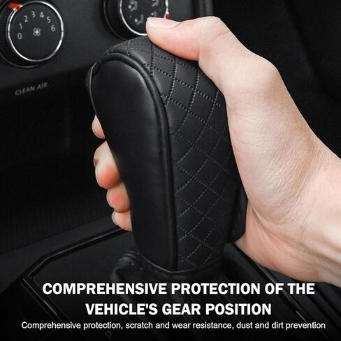 Leather Car Gear Shift Knob Cover, Anti-Slip Breathable Shifter Stick Protector, Universal for Most Cars SUVs Trucks (Red) in Kuwait