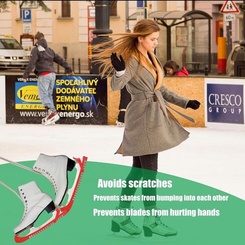 2 Pcs Walking Hockey Skate Guards Ice Skate Blade Covers Hockey Skates Blade Guards Ice Skate Guards Ice Skating Protector Hockey Equipment with Adjustable Buckle for Kids Adults Figure Skates in Saudi Arabia