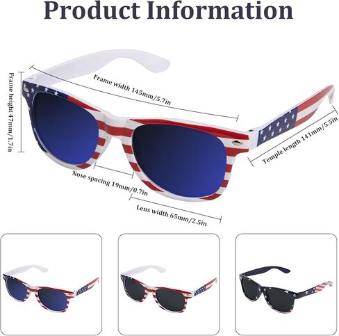 3 أزواج من 4 يوليو ديكورات نظارات الأزياء الأمريكية للنظارات الشمسية للبالغين للمراهقين البالغين الأزرق الأزرق وطني الملحقات الحفلات in Kuwait
