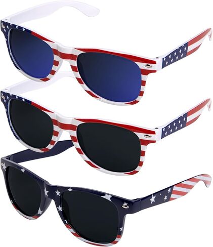 3 أزواج من 4 يوليو ديكورات نظارات الأزياء الأمريكية للنظارات الشمسية للبالغين للمراهقين البالغين الأزرق الأزرق وطني الملحقات الحفلات in Kuwait