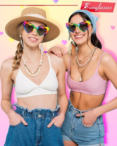 12 حزمة قوس قزح النظارات الشمسية على شكل قلب للنساء رجال نظارات عصرية فخر إكسسوارات عتيقة جميلة الرجعية نظارات لطيفة in Saudi Arabia