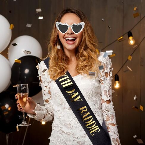 Birthday Baddie Sash & Sunglasses Happy Birthday Party Outfit for Women Men Funny Baddie Accessories in Saudi Arabia