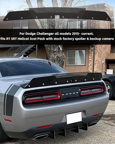 المفسد الخلفي لـ WickerBill لـ Dodge Challenger 2015-2024 SRT RT Hellcat Scat Pack مع كاميرا احتياطية ، 2 قطع من نوع Wicker Biller مع أداة Rivnut in Saudi Arabia