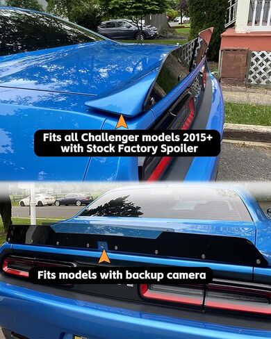 المفسد الخلفي لـ WickerBill لـ Dodge Challenger 2015-2024 SRT RT Hellcat Scat Pack مع كاميرا احتياطية ، 2 قطع من نوع Wicker Biller مع أداة Rivnut in Saudi Arabia