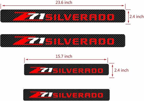 Winover 4pcs لـ Chvey Silverado Door Sill Protector عاكس 4D ألياف الكربون ملصق دخول الباب دخول الباب عتبة صفيحة العتبة ملصقات الملصقات (لفضة سيلفرادو) ... in Saudi Arabia