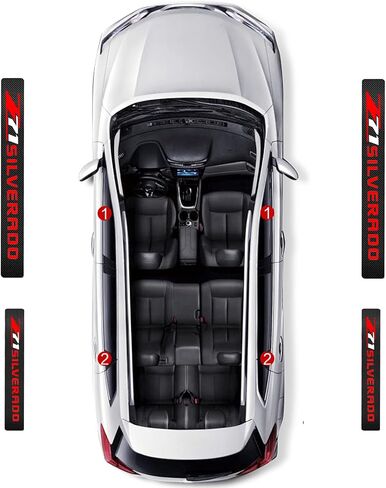 Winover 4pcs لـ Chvey Silverado Door Sill Protector عاكس 4D ألياف الكربون ملصق دخول الباب دخول الباب عتبة صفيحة العتبة ملصقات الملصقات (لفضة سيلفرادو) ... in Saudi Arabia