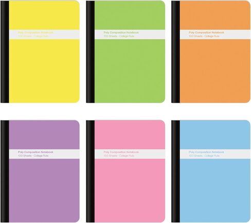 Oxford Poly Composition Notebooks 6 Pack, Wide Ruled Paper, 9-3/4 x 7-1/2 Inches, 100 Sheets, Assorted Pastel Covers (64956) in Saudi Arabia