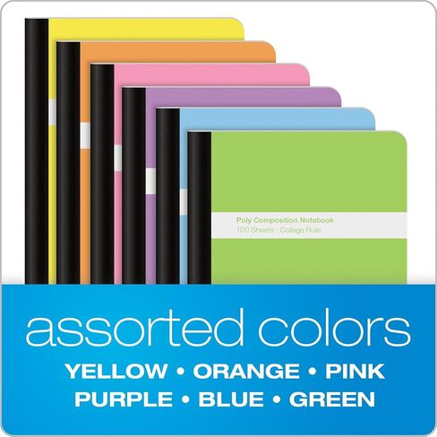 Oxford Poly Composition Notebooks 6 Pack, Wide Ruled Paper, 9-3/4 x 7-1/2 Inches, 100 Sheets, Assorted Pastel Covers (64956) in Saudi Arabia