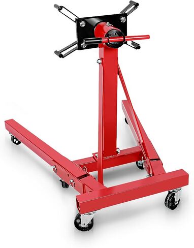 Engine Stand, 3000lbs Capacity Engine Motor Stand with 360 Degree Rotating Head, Heavy-Duty Foldable Engine Lift Stand with 6 Wheels, 4 Adjustable Arms, Red in Saudi Arabia