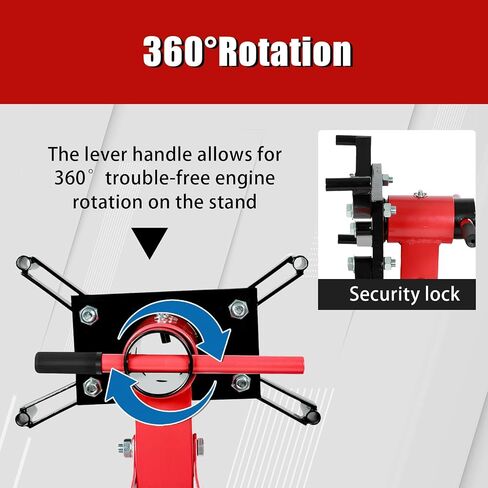Engine Stand, 3000lbs Capacity Engine Motor Stand with 360 Degree Rotating Head, Heavy-Duty Foldable Engine Lift Stand with 6 Wheels, 4 Adjustable Arms, Red in Saudi Arabia