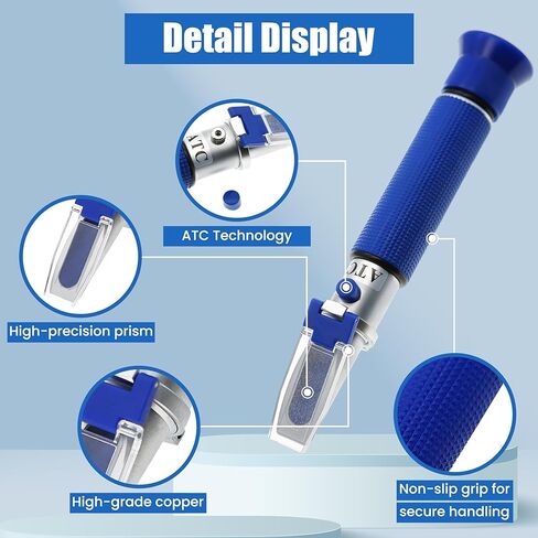 Honey Refractometer Honey Moisture Tester for Honey Maple Syrup Molasses Bee Keeping Supplies, Brix and Baume, 3-in-1 Uses, 58-90% Brix Scale Range with ATC RHH-90ATC in Kuwait
