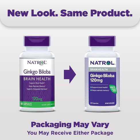 Natrol Brain Health Ginkgo Biloba 120mg ، ملحق غذائي لصحة الدماغ ودعم الذاكرة ، 60 كبسولة ، إمدادات 60 يومًا in Saudi Arabia
