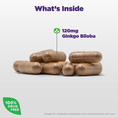 Natrol Brain Health Ginkgo Biloba 120mg ، ملحق غذائي لصحة الدماغ ودعم الذاكرة ، 60 كبسولة ، إمدادات 60 يومًا in Saudi Arabia
