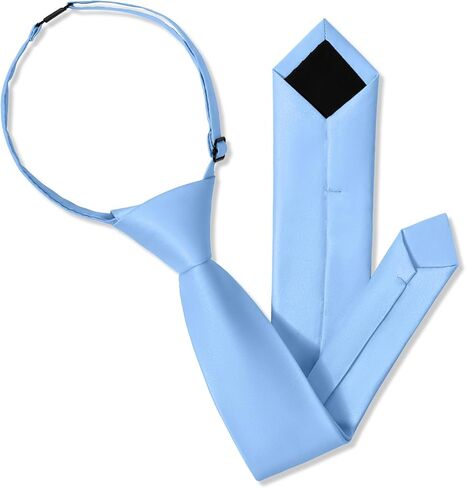 Boys Tie Pocket Square Set Pre-tied Adjustable Kids Solid Color Necktie for Age 8-12 Years with Gift Box in Kuwait