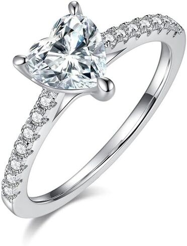 S925 Sterling Silver Fashion Commity Rings مع 1 قيراط على شكل قلب على شكل قلب في D-Color | وضوح قطع VVS1 ممتازة | مجوهرات الماس | هدية سحر لها in Saudi Arabia