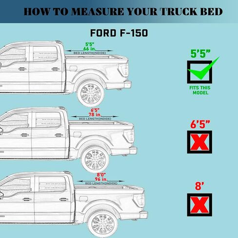 Hard Tri-Fold Truck Bed Tonneau Cover Compatible with 2015-2025 Ford F150 5.5 FT Bed (66") in Kuwait