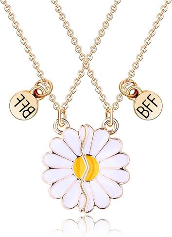 MJartoria BFF Necklace for 2-Daisy Best Friend Necklace Friendship Necklace Best Friends Forever Necklaces Valentines Day Gifts in Saudi Arabia