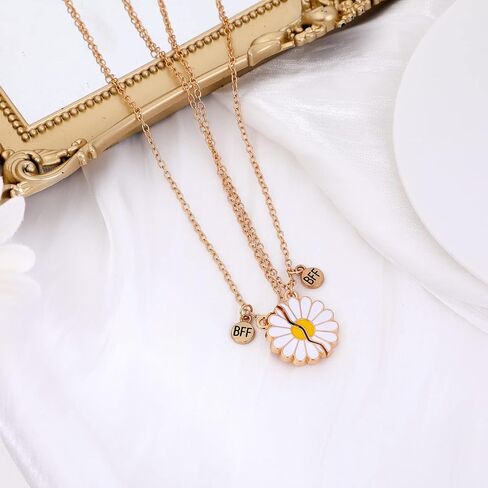 MJartoria BFF Necklace for 2-Daisy Best Friend Necklace Friendship Necklace Best Friends Forever Necklaces Valentines Day Gifts in Saudi Arabia