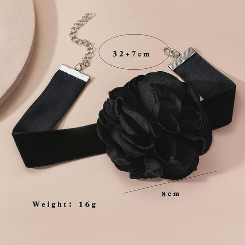 Black Choker Necklace for Women Velvet Big Flower Choker Necklace Camellia Rose Collar Necklaces for Women Spring Summer Flower Jewelry in Saudi Arabia