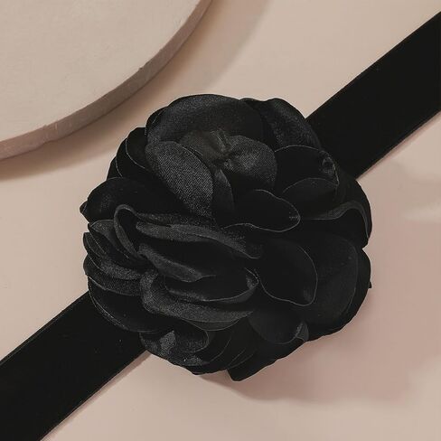 Black Choker Necklace for Women Velvet Big Flower Choker Necklace Camellia Rose Collar Necklaces for Women Spring Summer Flower Jewelry in Saudi Arabia