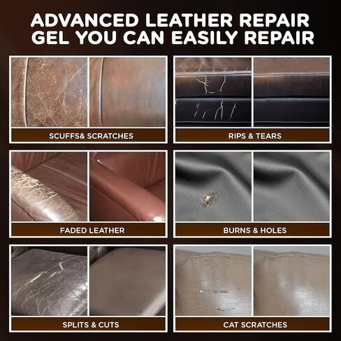 Leather Repair Kit for Couches, 12 Colors Vinyl Furniture Repair kit for Car Seats,Jacket,Belt, Purse, Leather Shoes,Boat Seat,Restore Leather Scratch, Tears & Burn Holes in Saudi Arabia