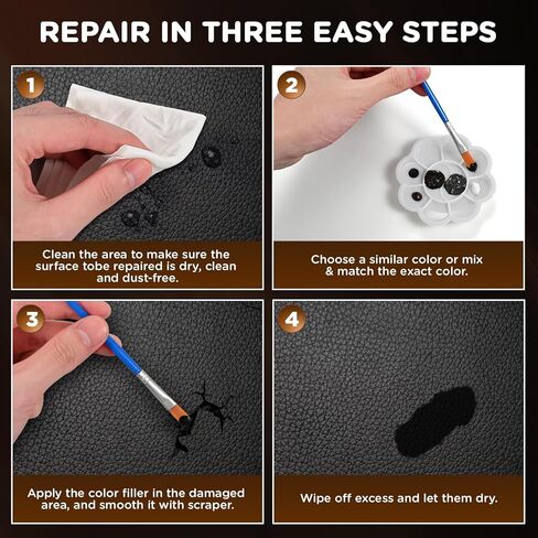 Leather Repair Kit for Couches, 12 Colors Vinyl Furniture Repair kit for Car Seats,Jacket,Belt, Purse, Leather Shoes,Boat Seat,Restore Leather Scratch, Tears & Burn Holes in Saudi Arabia